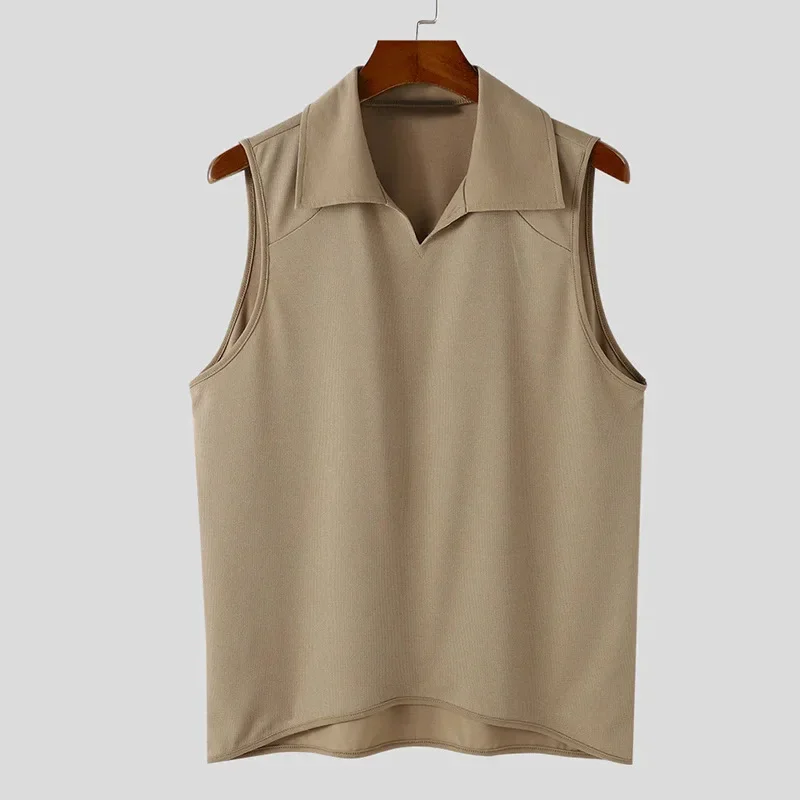 Joker Loose Casual Vest Male Summer New Sleeveless Lapel Vest Mens Top
