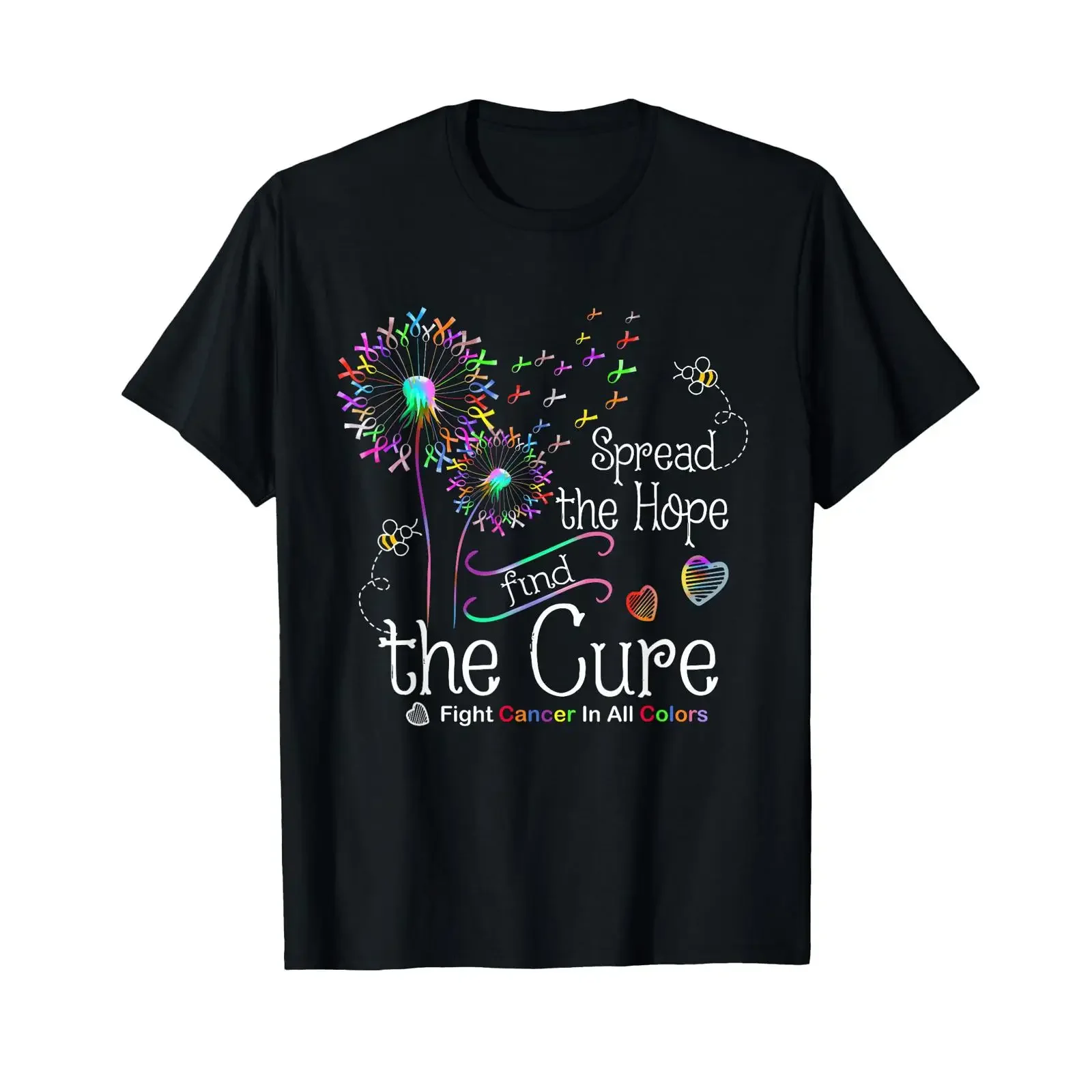 Fight Cancer in All and Every Color Ribbons Dandelion Flower T Shirt vintage Washed Comfortable Top For Everyday Wear Stylish