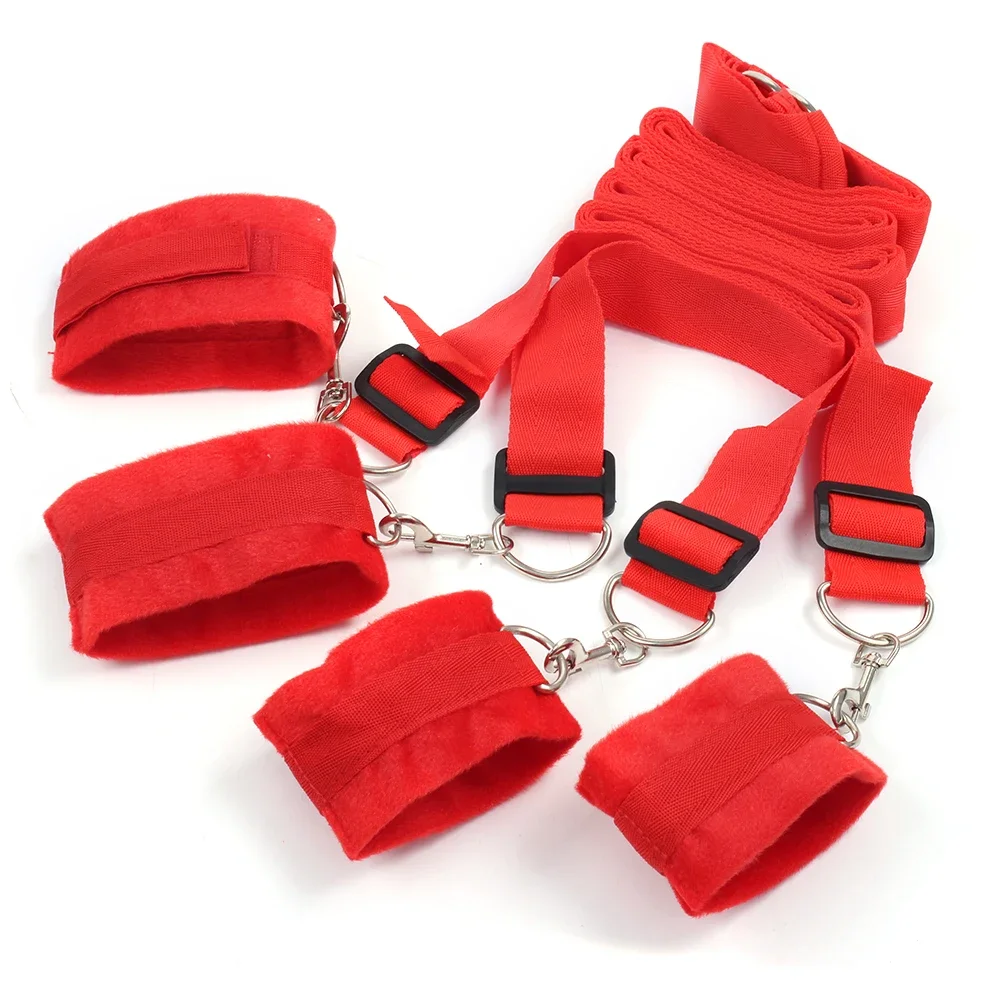 Furry Cuffs Bed Restraints With Adjustable Straps Sex Bondage Bedroom BDSM Games Toys For Couples Fetish Sex Toys Set