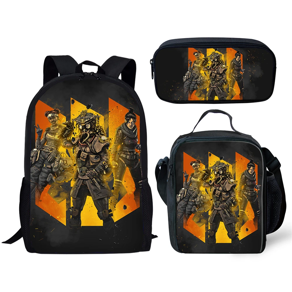 

Harajuku Youthful Novelty Funny APEX 3D Print 3pcs/Set Student Travel bags Laptop Daypack Backpack Lunch Bag Pencil Case