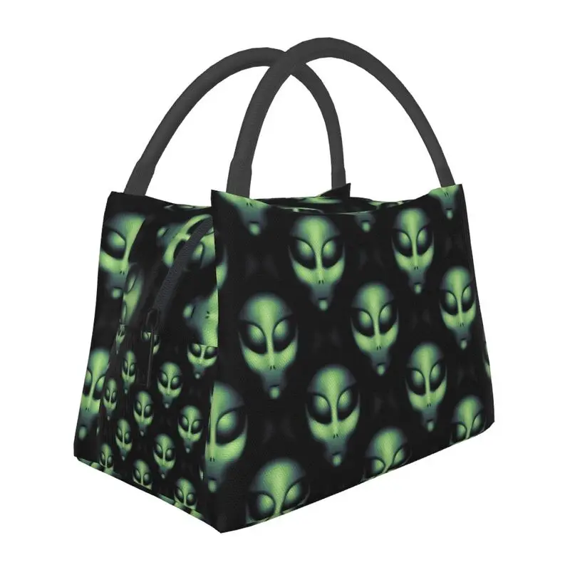 Extraterrestrial Aliens Glowing Green Thermal Insulated Lunch Bags Women Resuable Lunch Container Multifunction Meal Food Box