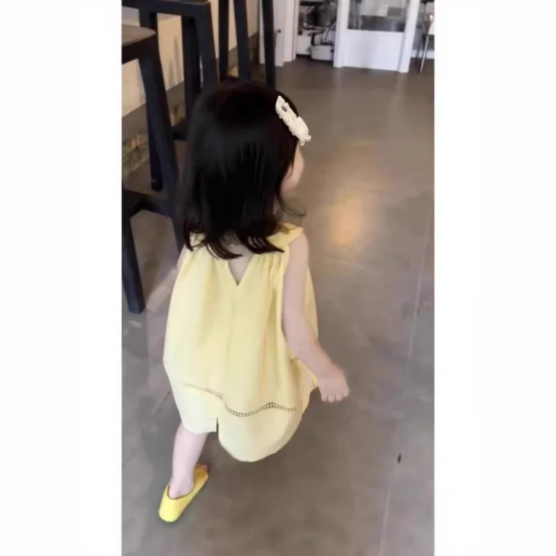 

Girls' Summer Dress2026New stylish thin vest dress for children and babies, fashionable lantern princess dress
