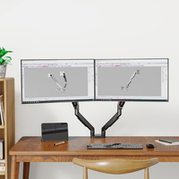 Dual Monitor Stand with C Clamp Expandable Display Bracket Monitor Arm Desk Mount for 17 To 27 Inch Computer Screens