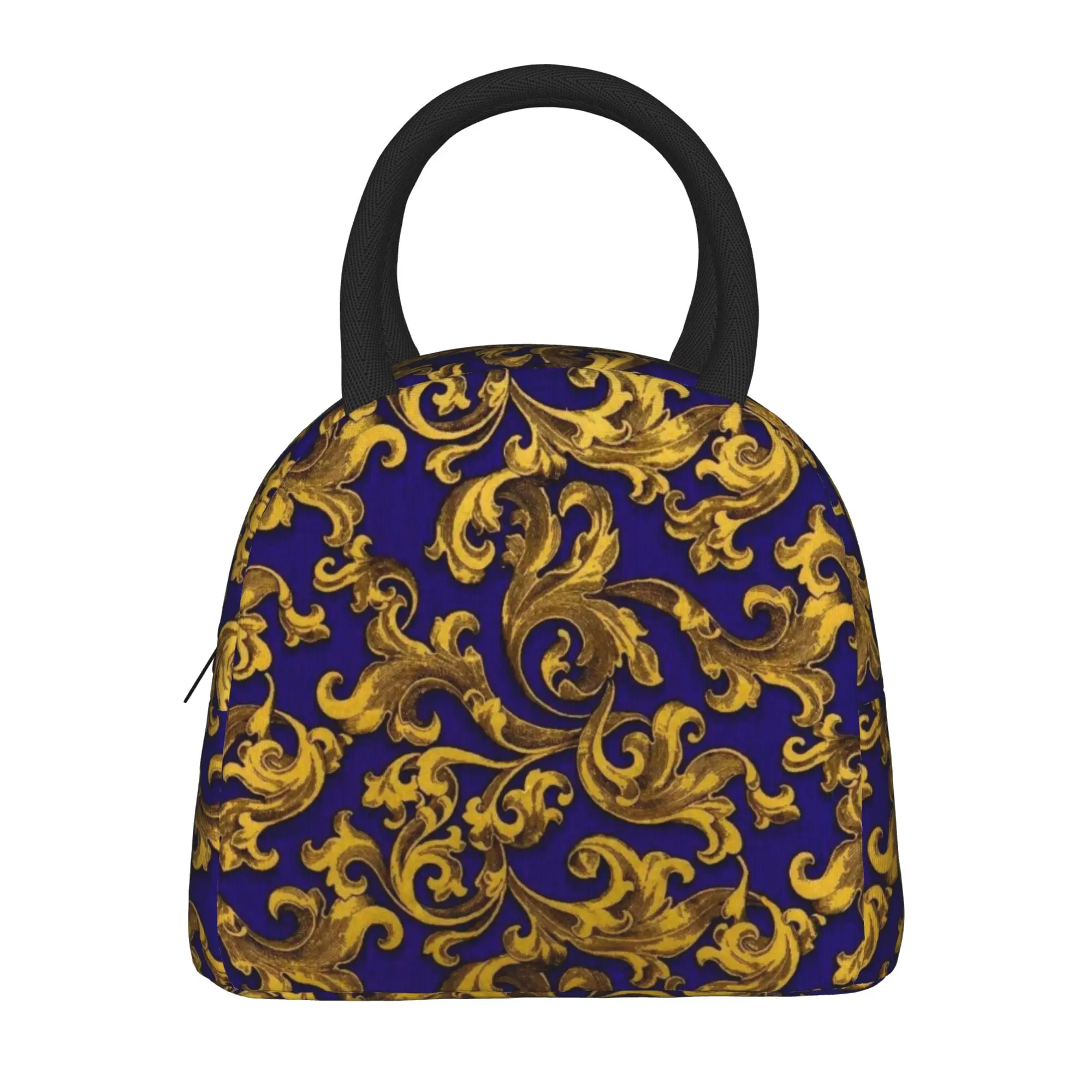 Insulated Lunch Tote Bag Golden Medallion Baroque Merch  Storage Food Box Ins Style Thermal Cooler Lunch Box For School