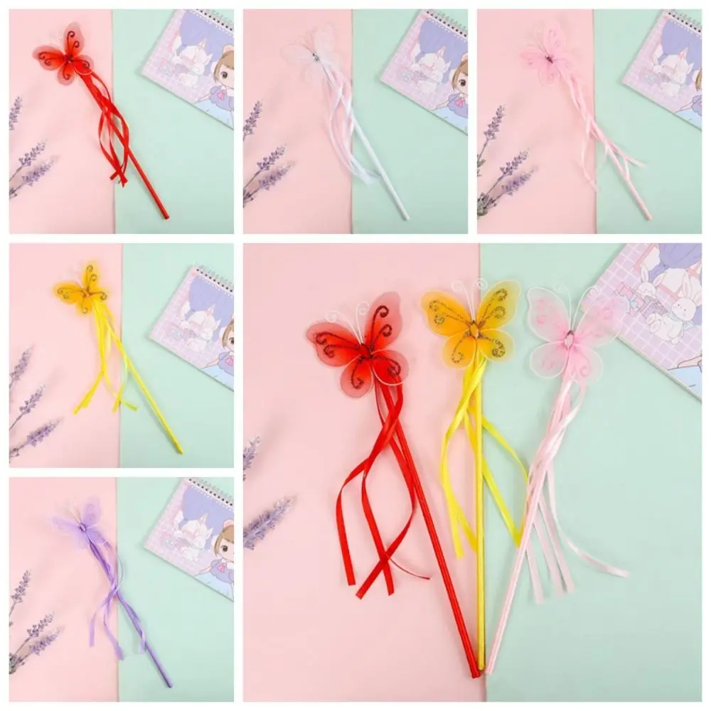 

Dreamlike Pretty Butterfly Fairy Wands Girls Wand Role-playing Colorful Fairy Wands Cute Plastic Kids Stick Wand Cosplay Props