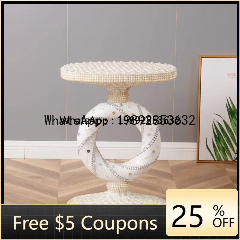 Simple European Style Beaded Flower Pot Stool Nail Table Jewelry Stand Hotel Homestay Living Room Vase Base Ornament