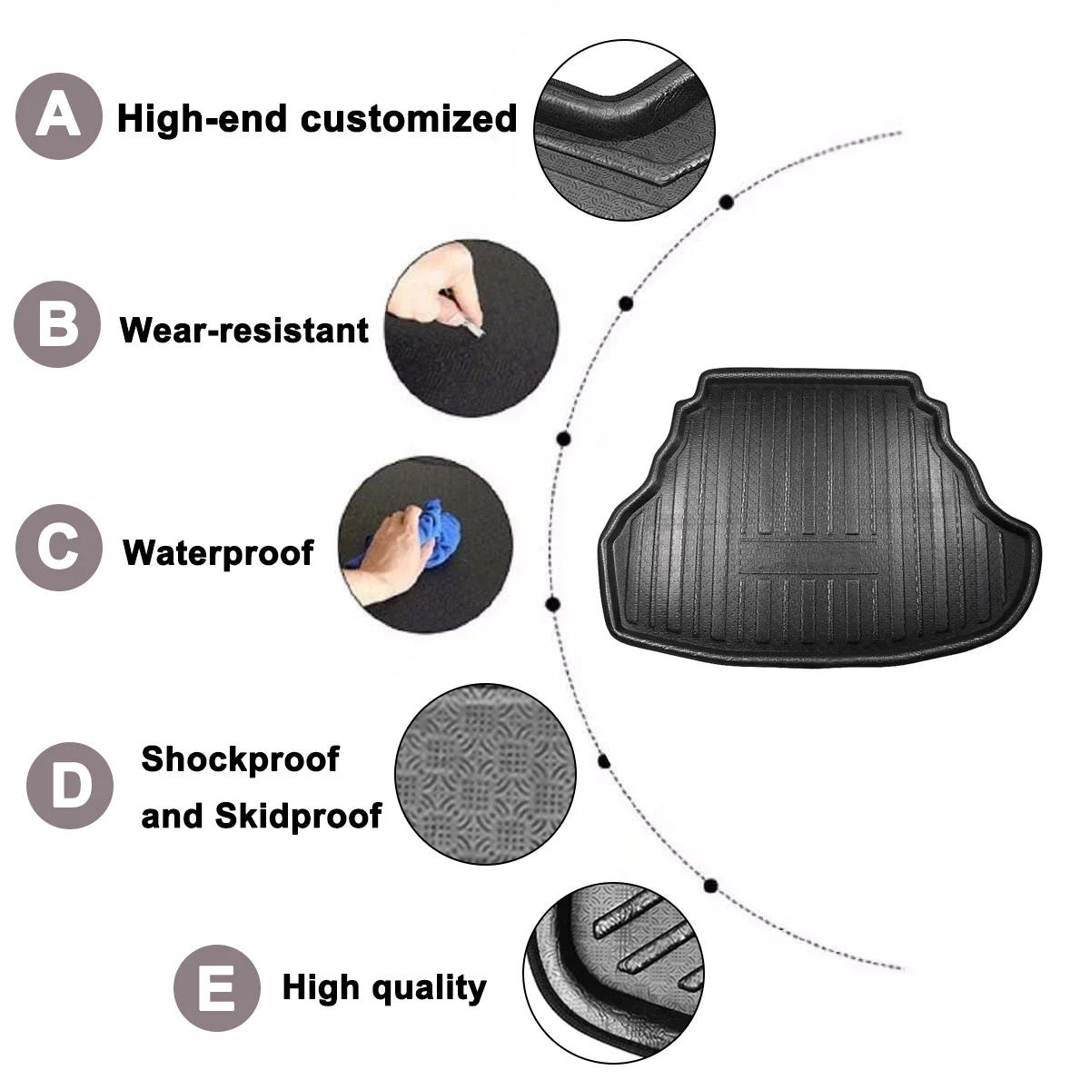 For Toyota Camry 2012 2013 2014 2015 2016 Car Floor Mat Carpet Rear Trunk Anti-mud Cover