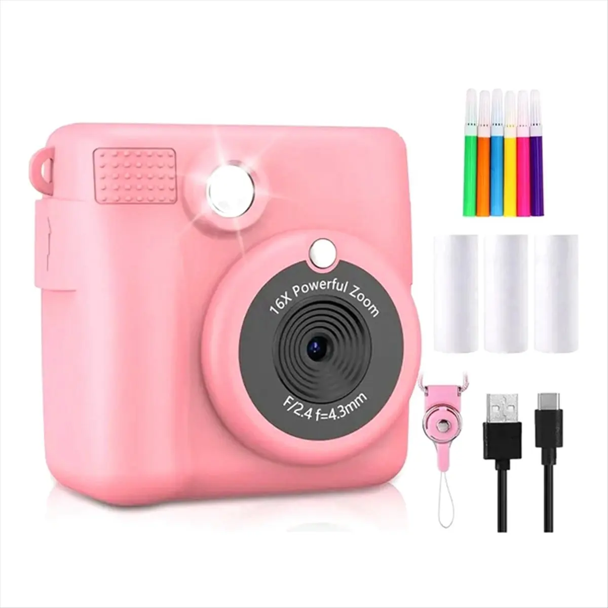 goodidea Portable Thermal Printing Camera Mini Fashion Children'S Gift Without 32G Memory Card for Instant Automatic Focusing,C