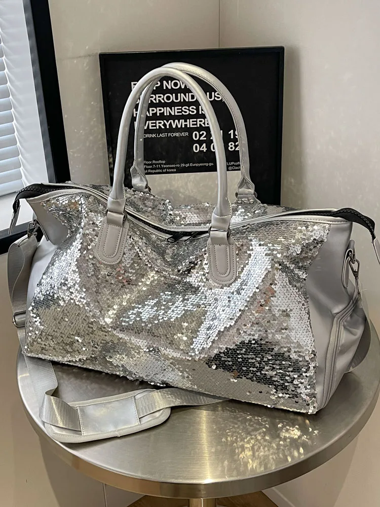 

Faionable Sequin Women's Tote Bag Large Capaci Ort Trip Travel Bag Summer Versatile Crossbody Bag Commute Sle Polyest.
