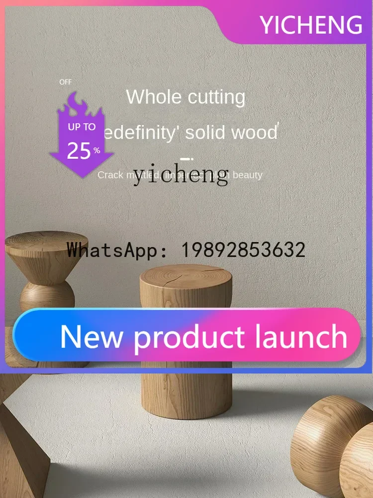 

LYY Solid Wood Pier Stump Low Stool Decorative Ornaments Bedside and Sofa round Coffee Table