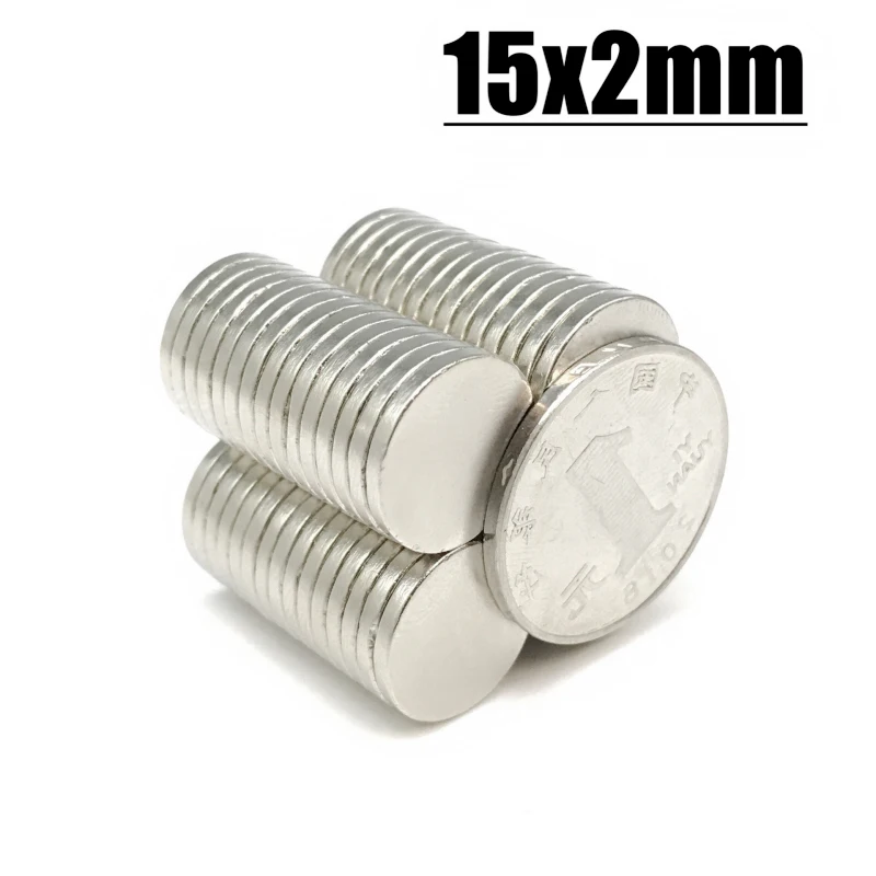 5/10/20/50/100/200/500Pcs 15x2 Round NdFeB Neodymium Magnet N35 Hook Tool Small imanes Permanent Magnetic Disc IMANES Hook Tool