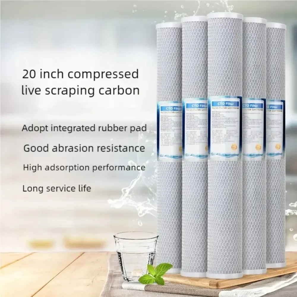 Waternoble 20-inch CTO Compressed Activated Carbon Filter Element Whole House Filter Water Purifier Front Carbon Rod Mesh Carbon