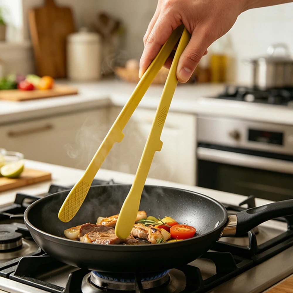 1Pcs Silicone Tongs for Cooking Silicone Tweezer Trivet Toaster Tongs Heat Resistant Kitchen Grilling Serving Utensils for Food