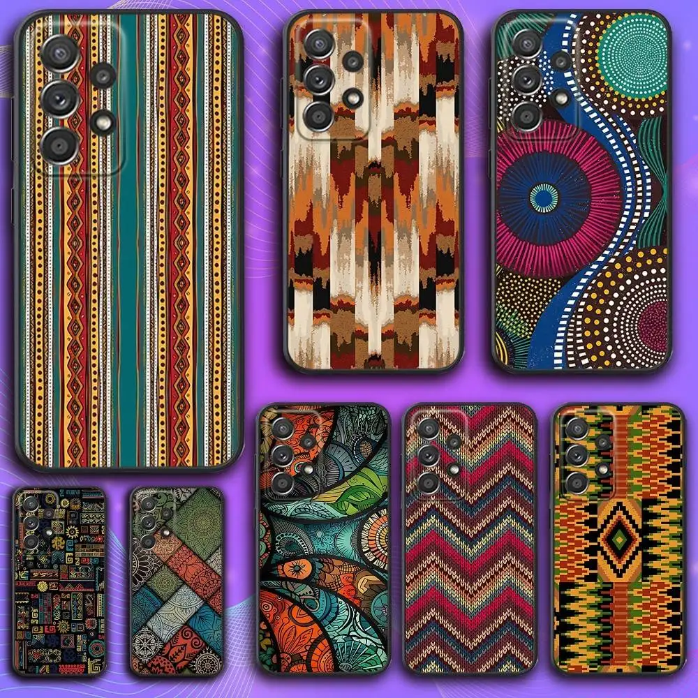

Чехол для телефона из африканской восковой ткани для Samsung S 25,24,23,22,30,21,10,9,Ultra,Plus,Lite,FE,4,5 G, мягкий черный чехол
