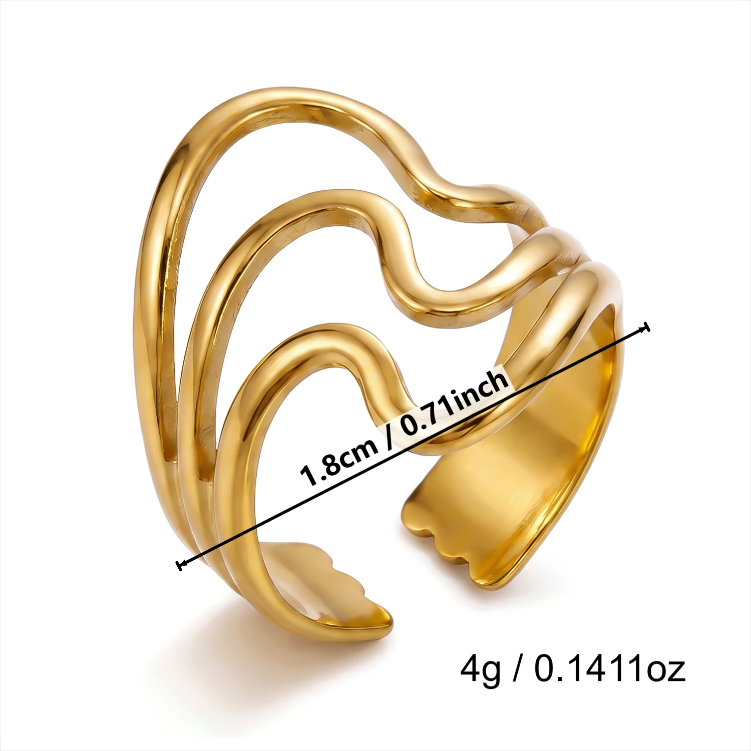 Gmai Vintage Unregelmäßige Edelstahl-PVD-beschichtete Ringe Set für Frauen Retro Hohl Geometrische Stapelbare Ringe Party Schmuck Geschenk – Detail 11