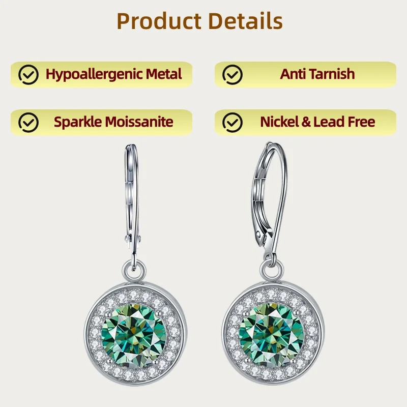 

Ювелирные изделия LAMVOICE для женщин/серьги с 4-каратным муассанитом, гипоаллергенные серьги-крючки, рождественский подарок для ювелирных изделий высокого качества