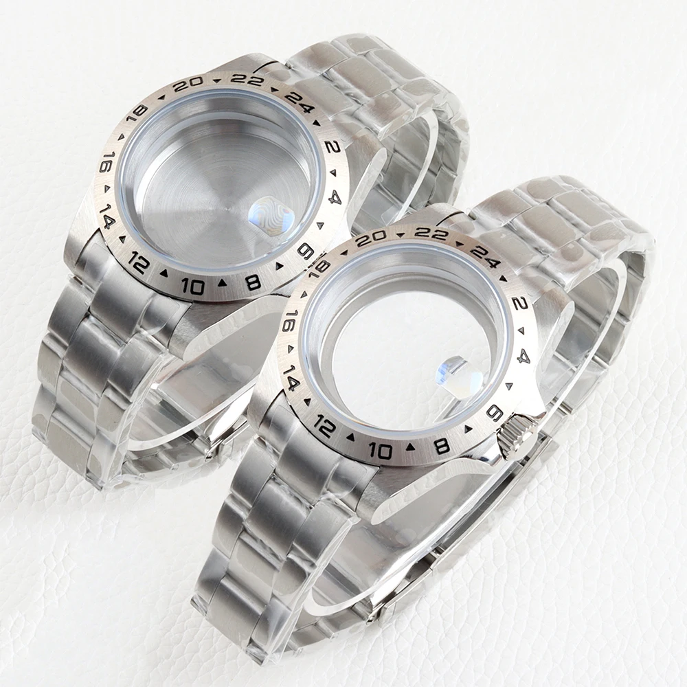 

Silver 39mm Watch Case 20mm Width Strap Stainless Steel Oyster Watchband for Explorer NH34 NH35 NH36 NH38 Movement 28.5mm Dial