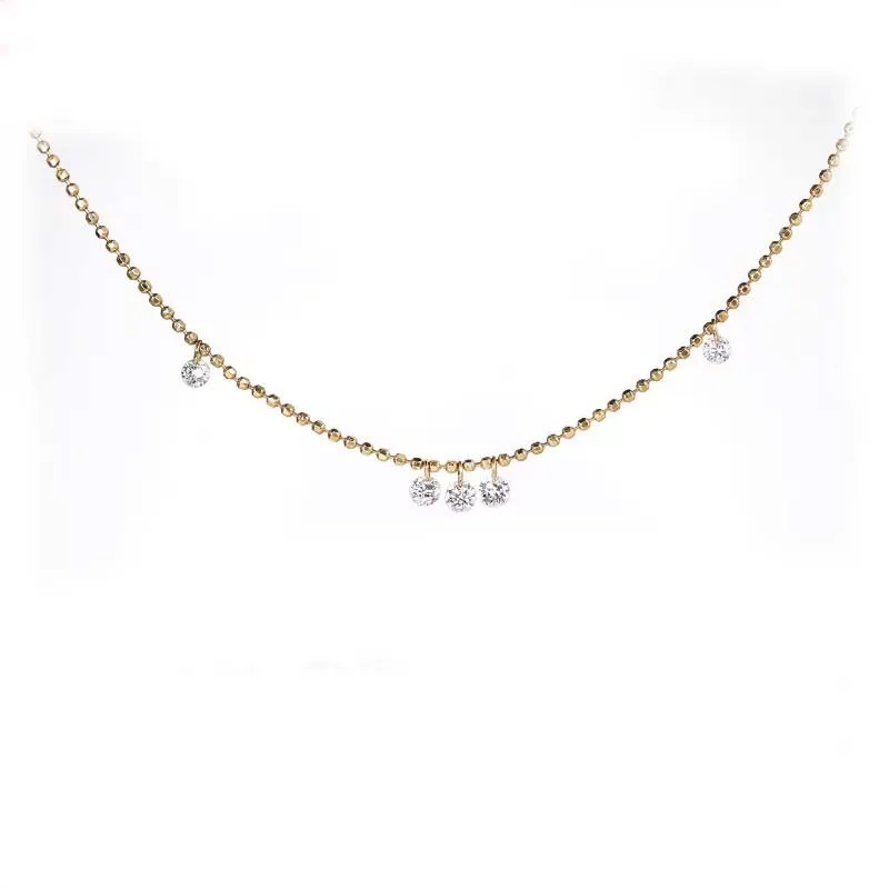 

zhubaowang drop-shaped Floating drill Lab-grown diamond man-made True diamond female 18K gold women necklace with Pendant