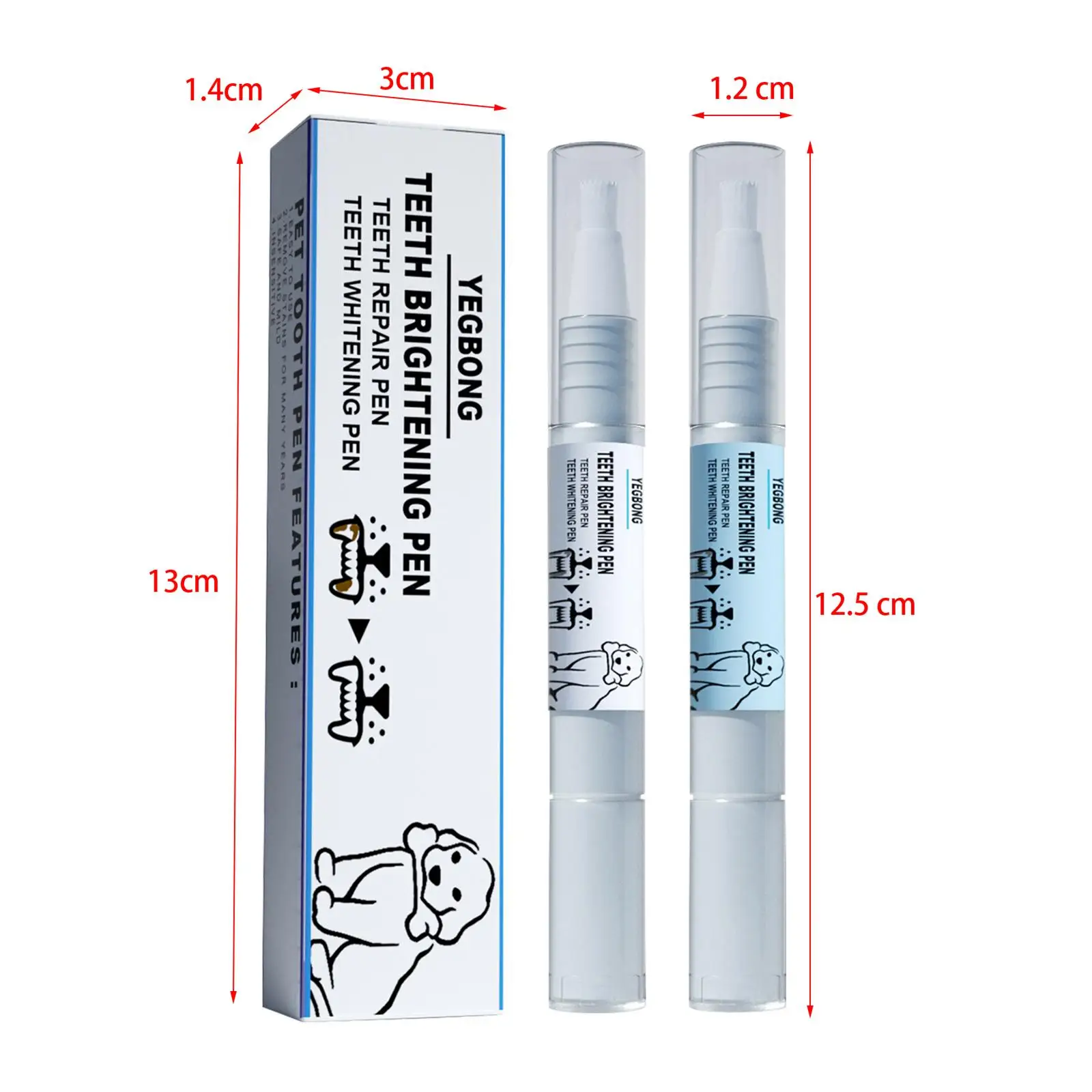 2Pcs Dog Teeth Pen Cleaning Plaque Cleaner Stone Cleaner Teeth Stain Remover Dog Finger Toothbrush Repair Pen