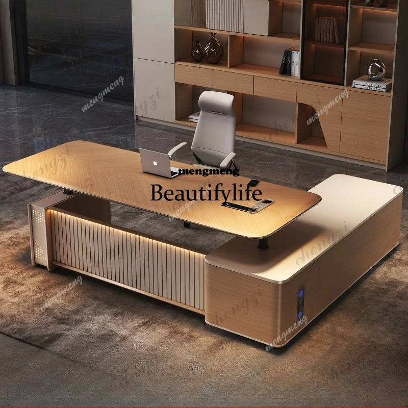 03 High-end intelligent electric lift boss table simple modern leadership luxury class desk president desk