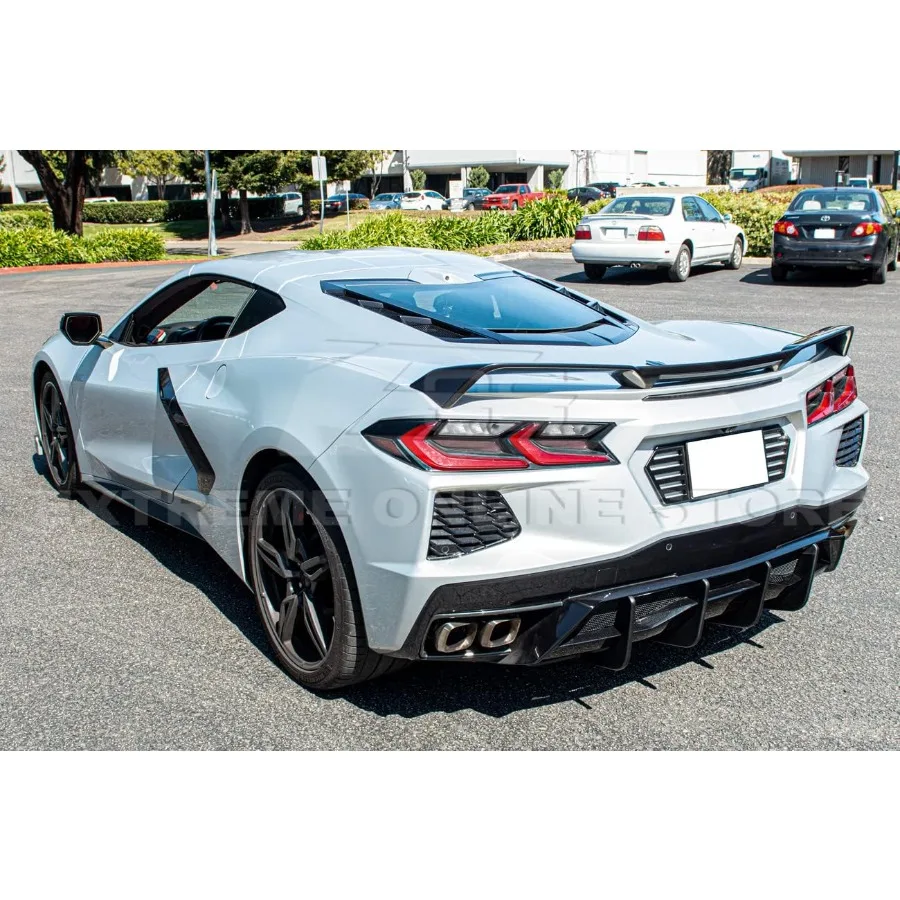 يناسب جميع موديلات قاعدة كورفيت C8 موجودة لعام 2020، مصد خلفي على الطراز الأداء، ناشر سفلي، زوج من البلاستيك ABS