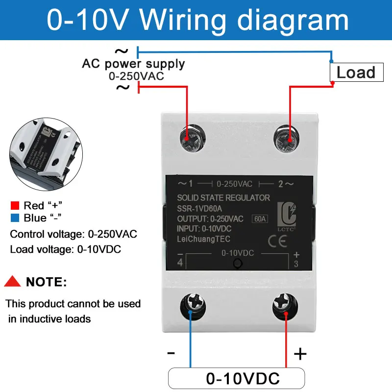 LCTC SSR 0-10VDC Voltage Regulator 4-20mA 0-5VDC Single Phase SCR Control Solid State Relay 10A 25A 40A 60A 80A 100A 120A