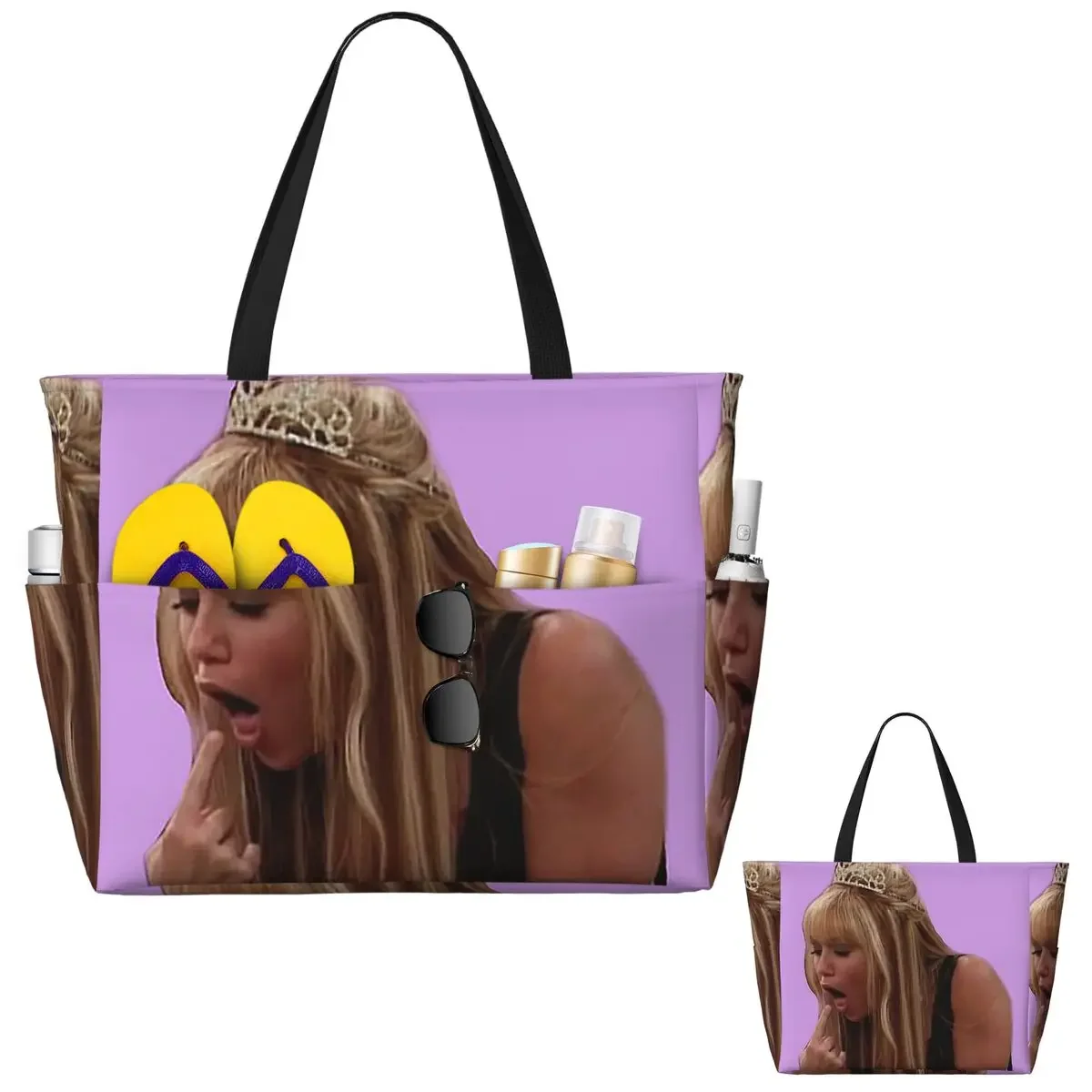 

Funny Hannah Montana Stick Beach Tote Bag Sport Gym Yoga Duffle Large Tote Bag Women Travel Bag Fitness bag