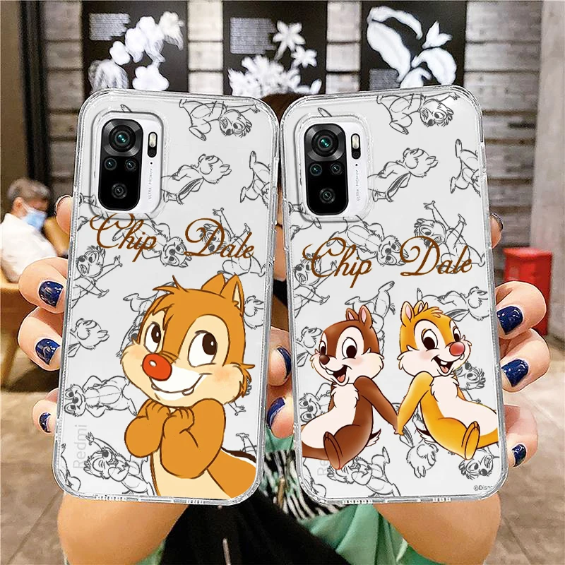 Disney Chip \'n\' Dale dla Xiaomi Redmi Note 12 10 11 9 9 Pro Plus Speed 11S 11T 10S 9T 9S 8 5G przezroczysta obudowa telefonu