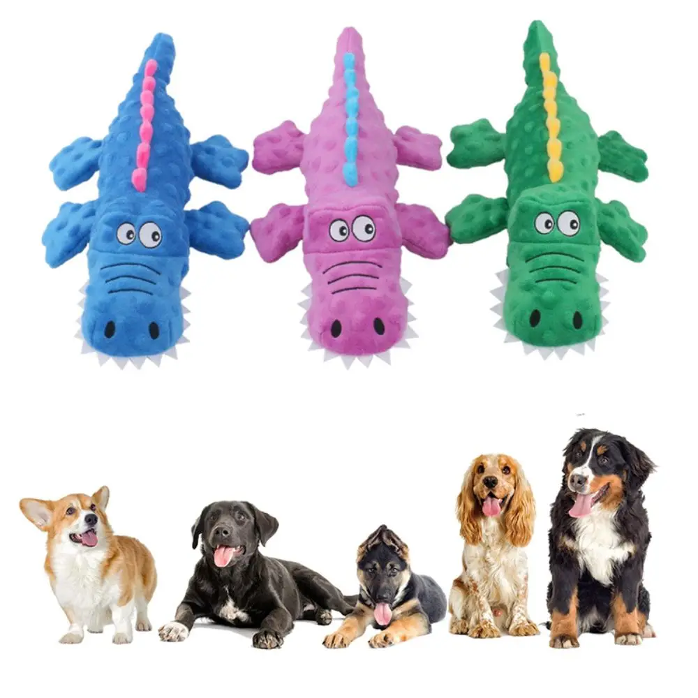 New Cute Pet Dog Crocodile Toys Cartoon Plush Tough Squeaky Dog Toys Pet Supplies Bite-resistant Dog Chew Toys