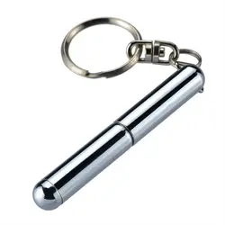 Stainless Steel Telescoping Tool Pen Multifunctional Metal Key Ring Ballpoint Pens Drawing Silver Pen Shape Keychain