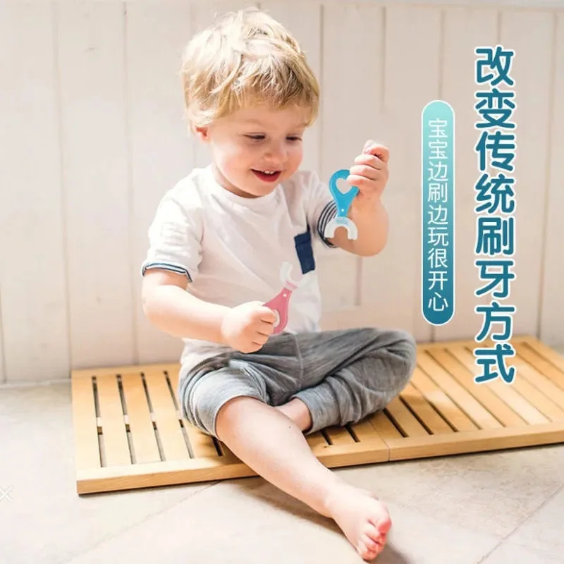 Brosse à dents en forme de U pour enfants, brosse à dents en silicone pour enfants, livres de soins bucco-dentaires pour enfants, 360 résistant