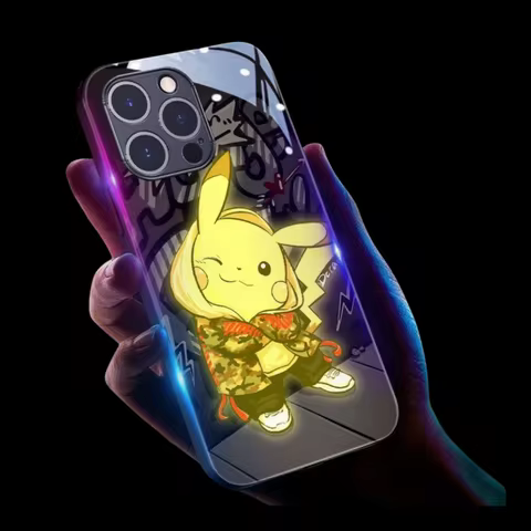 Cool Anime Gengar LED Flash Phone Case For Samsung S24 Ultra S23 S22 S21 S20 FE S25 Plus A54 A53 A52 A14 Japan Ghost LED Cover