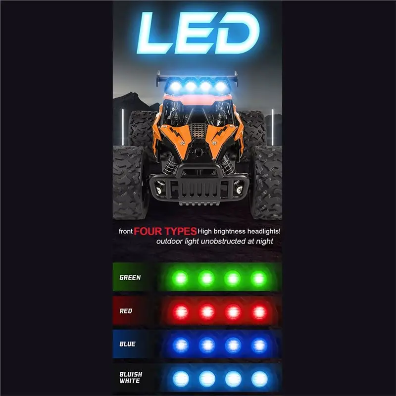 ABUM-RC Alloy Car 1:16 Scale 2WD Off-Road Remote Control Car With LED Lights, 20KM/H High Speed, And Kids Boys Girls Gift A