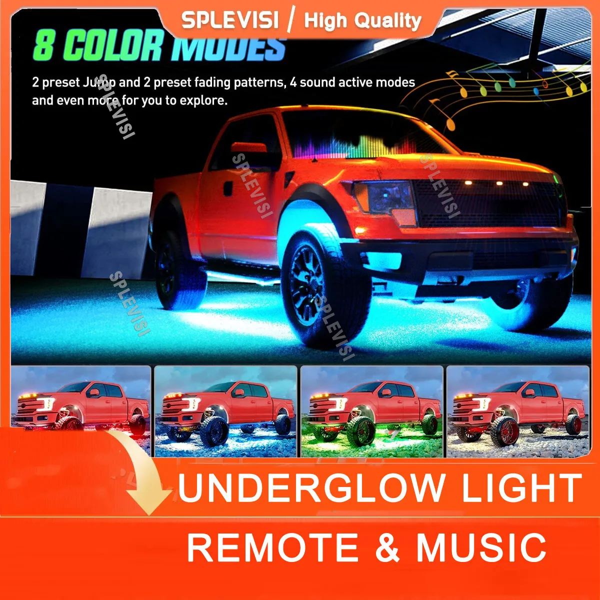 

Remote & Music Control Car Underglow Lights 12V RGB Neon Strip Lights 5050 SMD Multi Color Atmosphere Decorative Lights