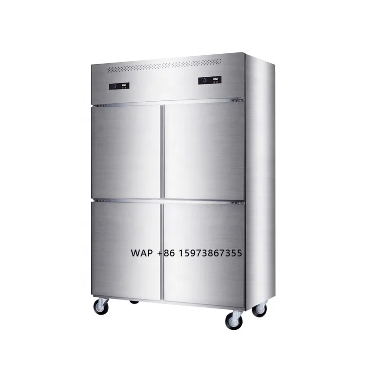 

Large double and four-door stainless steel freezers commercial kitchens with refrigeration, cooling, and cooling temperatures