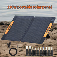 110W Foldable Solar Panel Compatible with EcoFlow Jackery Portable Power Station Monocrystalline Charger for Outdoor Camping Eme