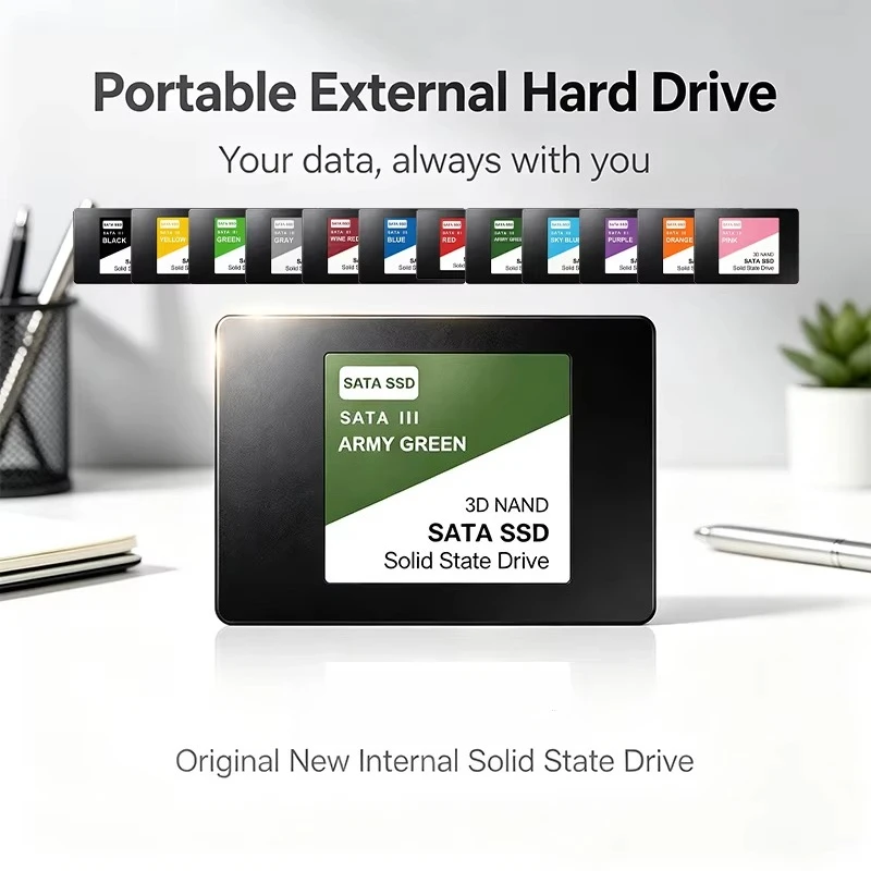 SATA 013 Portable External SSD Hard Drive Army Green/SkyBlue/Purple High Speed Large Capacity Storage Disk for Laptop Smartphone