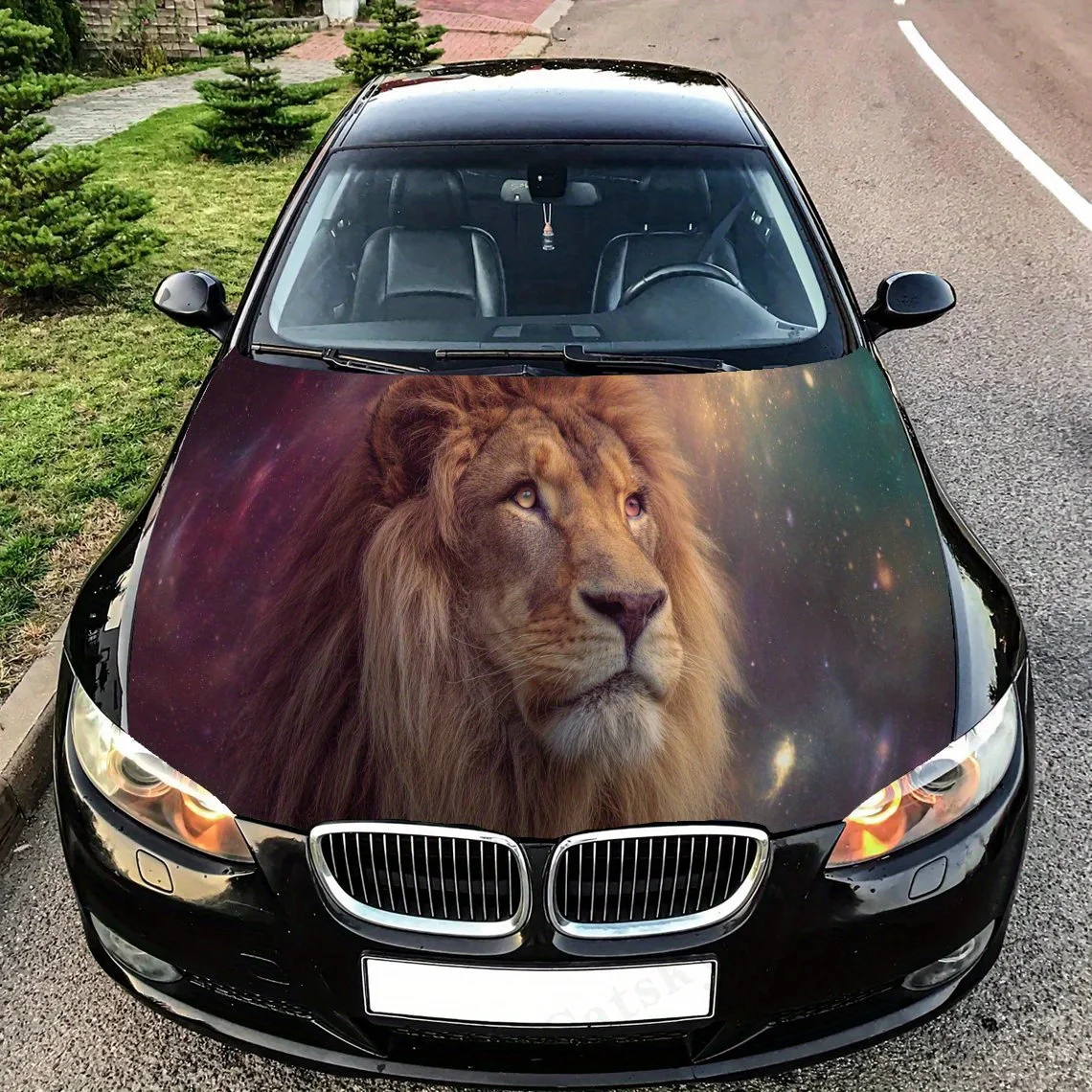

Surreal starry lion car hood vinyl wraps sticker,auto exterior protective sticker,waterproof self-adhesive car packaging cover,u