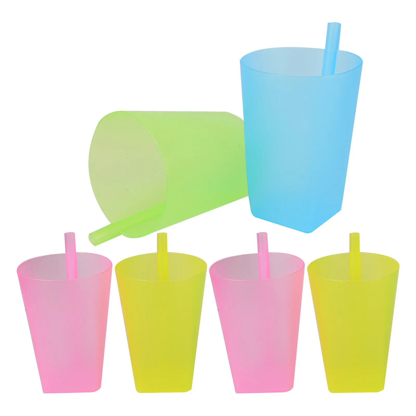 

6Pcs Candy Sippy Cups Plastic Straw Drinking Cups Feeding Bottles for Toddlers Children Sippy Cup Water Cup