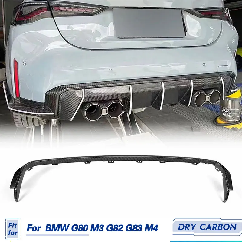 Car Rear Bumper Diffuser Strip Lip Prepreg Dry Carbon for BMW G80 M3 G82 G83 M4 2021 2022 Auto Replacement Rear Lip Trim Spoiler