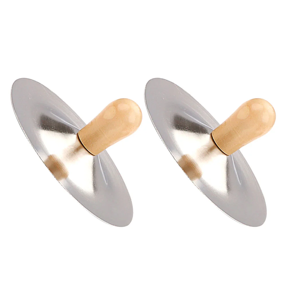 2 Pcs Small Cymbal Gong Hand Cymbals Musical Instrument Toy Percussion Wooden Finger Child Belly Dancing Metal