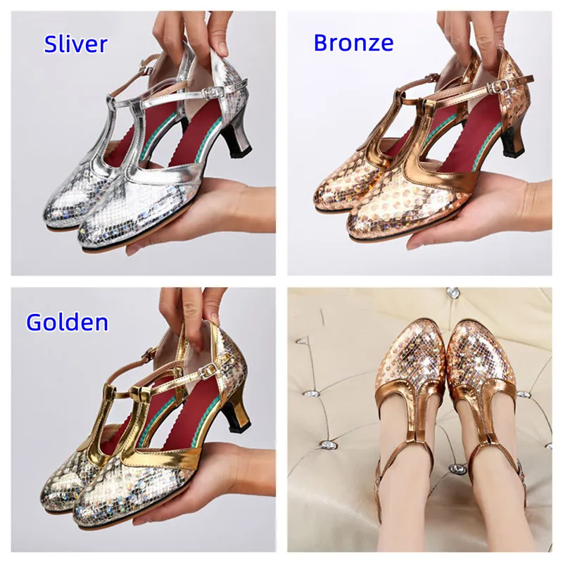 Brand New Dance Shoes For Women T Strap Closed Toe Modern Dance Shoes Salsa Ballroom Tango Latin Shoes For Girls Ladies Women