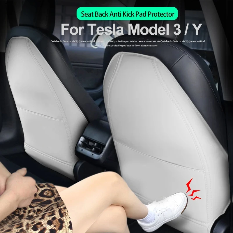 

For Tesla Model 3 Model Y Seat Back Car Anti Kick Pad Protector Interior Child Anti Dirty Leather Styling Accessories Decoration