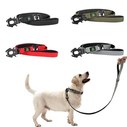 6FT 1IN Strong Black Dog Leash in Padded Handles Traffic Handle Extra Control, Comfortable Soft Dual Handle, Auto Lock Hook