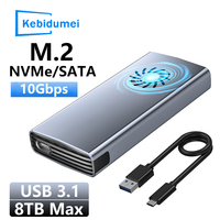 10Gbps M.2 NVME/SATA Dual Protocol SSD Case With Cooling Fan TypeC Move Solid State Hard Drive Case NGFF SSD Enclosure Adapter