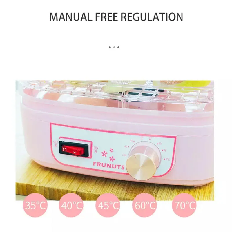 ผลไม้เครื่องในครัวเรือนเครื่องเป่าผมไฟฟ้าผลไม้แห้งเร็วอาหารผัก Dehydrators 250W 220V คุณภาพสูง ZZ09