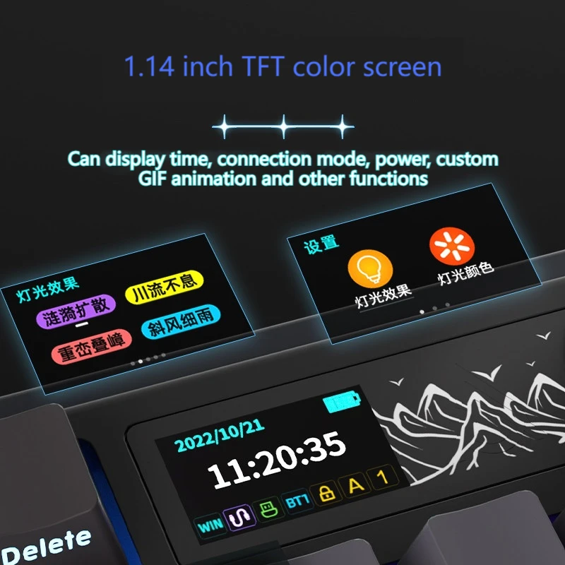 AJAZZ AK980 Gaming Mechanical Keyboard Tri Mode connect 98key Full key hot swappable Tft Color With computer peripherals 8000mAh