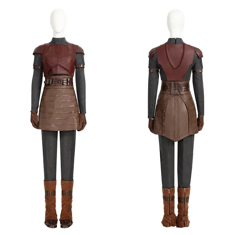 درع نسائي، مجموعة ملابس جلدية وقناع، زي تنكري قتالي للهالوين sk؛m1