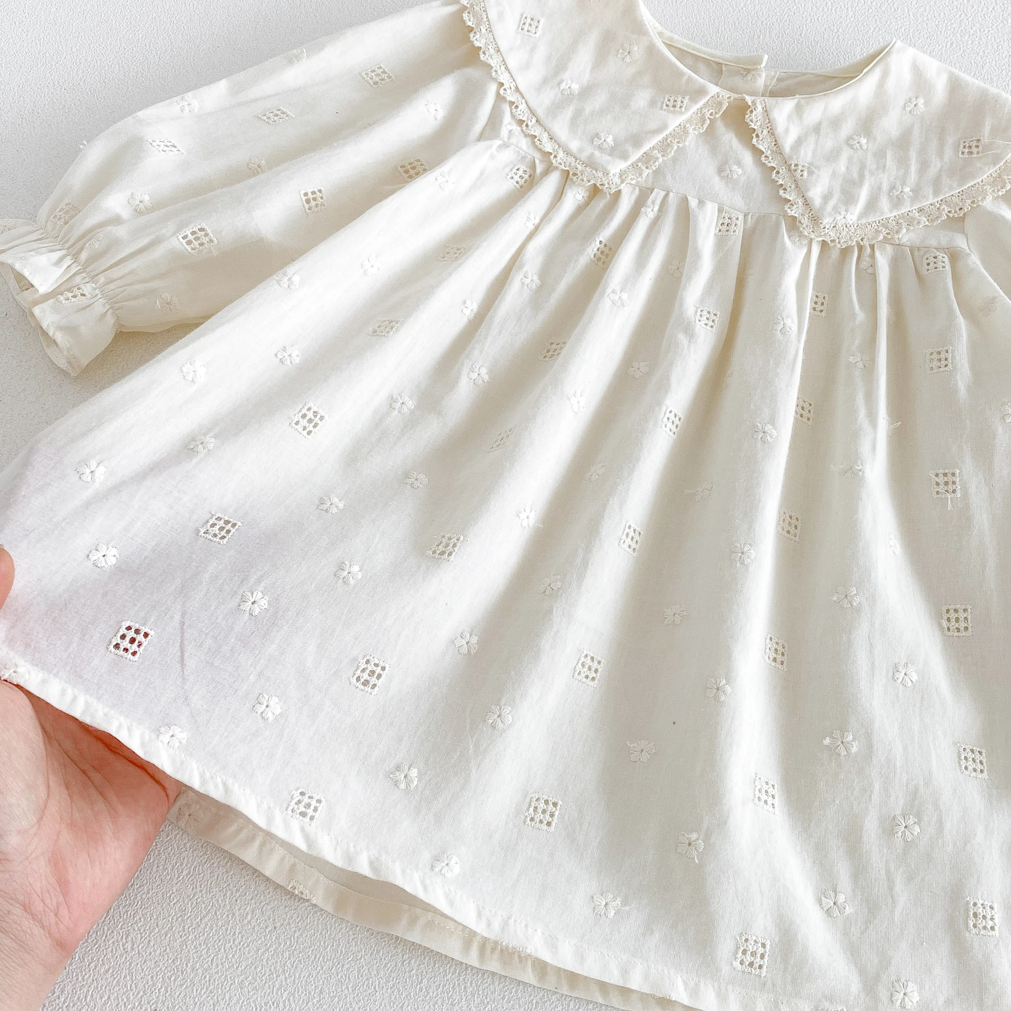 Mädchenkleid, Neues Herbstdesign mit Stickerei und Reverskragen, Prinzessinnenkleid für Babymädchen im Frühling und Herbst – Detail 6