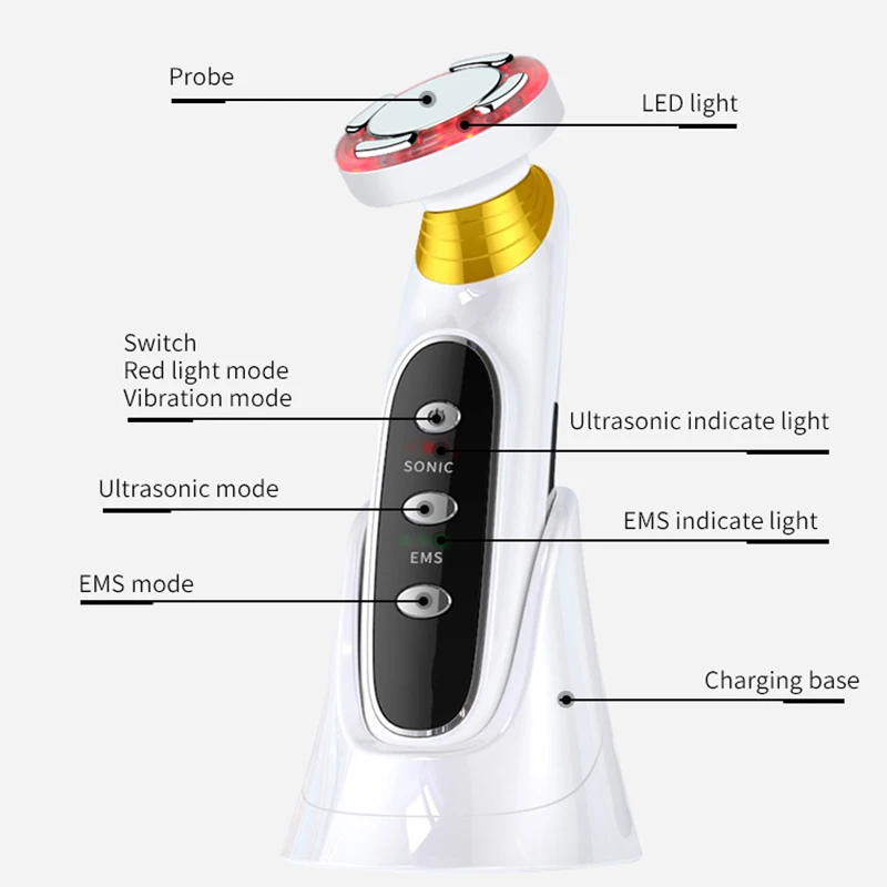 KAKUSAN Beauty Outlet الكهربائية بالموجات فوق الصوتية LED مكافحة الشيخوخة تجديد الجلد شد الوجه الاستخدام المنزلي جهاز التجميل #6